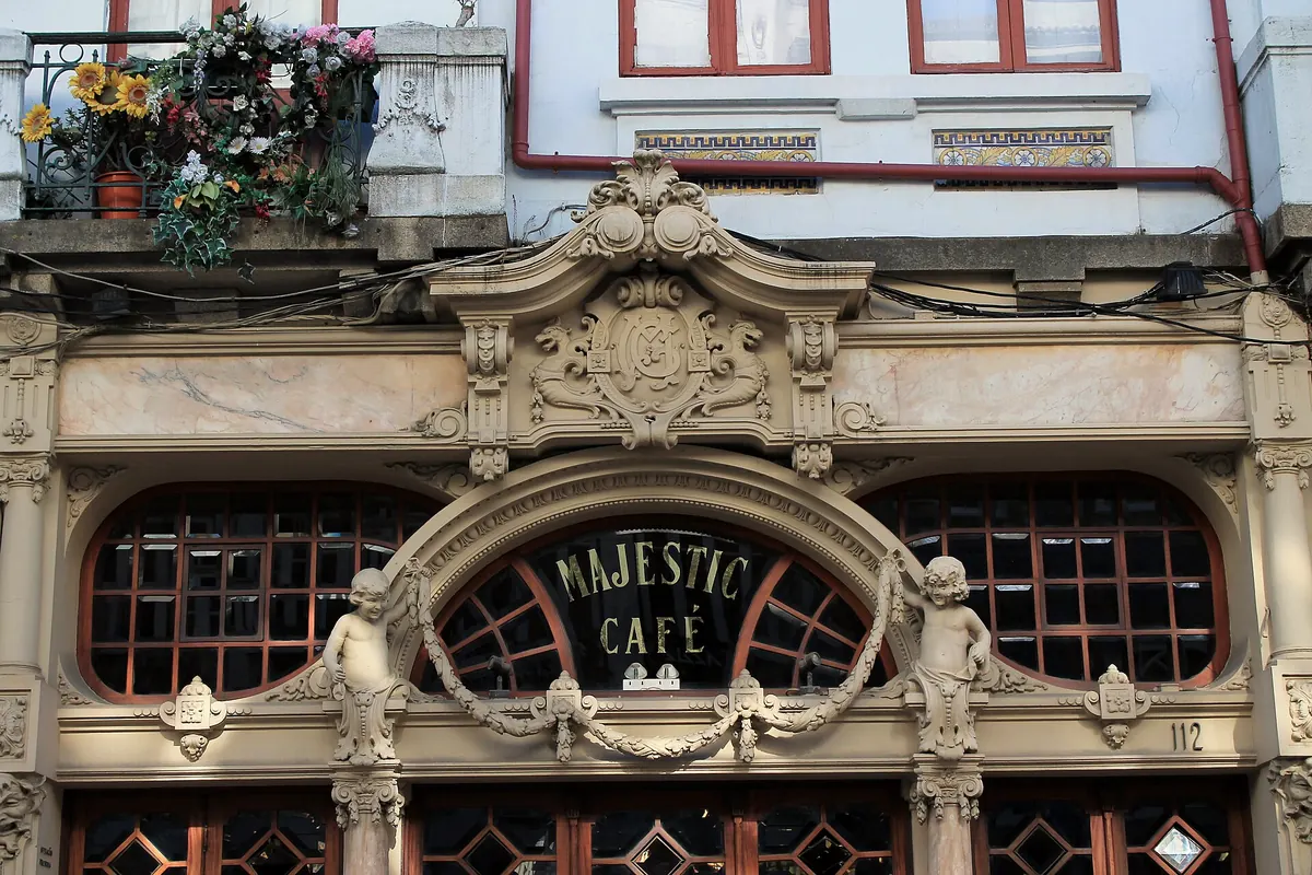 The ornate Art Nouveau façade of Majestic Café on Rua de Santa Catarina